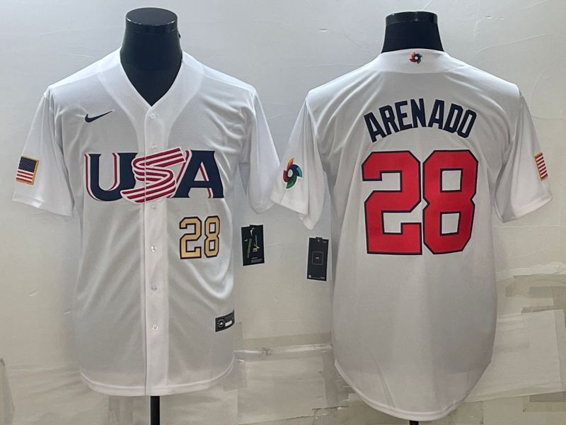 Men 2023 World Cub USA #28 Arenado White Nike MLB Jersey3->more jerseys->MLB Jersey